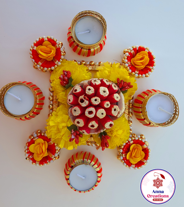 Rangoli with tealights for Diwali Decoration
