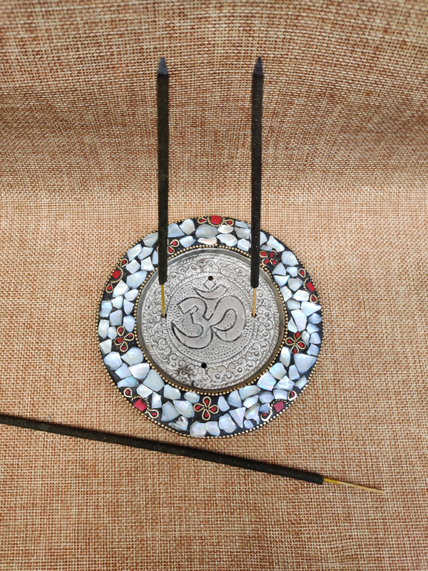 White OM Incense Holder